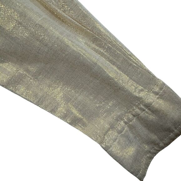 Victoria Jones Petites Medium PM Button Front Shirt Metallic Shiny Womens - Picture 12 of 13